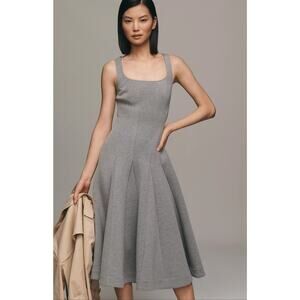 NWT Anthropologie Du Paradis Gray A-Line Midi Dress - XS